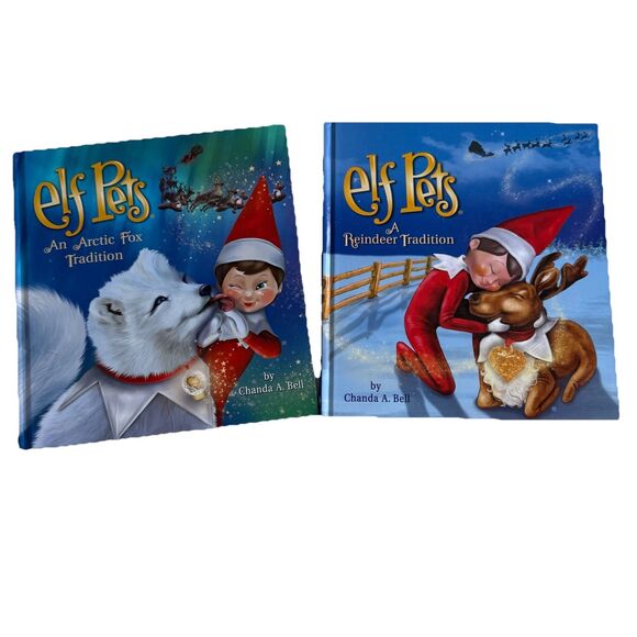 Set of 2 Elf on the Shelf Elf Pets Books Reindeer & Arctic Fox Hardcover Xmas - Picture 1 of 3